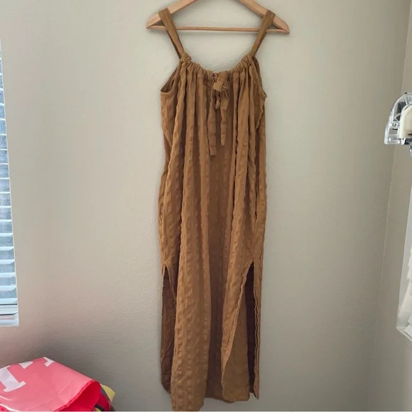 Mara Hoffman Swim Lexi Woven Cotton Midi Dress Trench Tan Brown Size Small - Picture 11 of 14